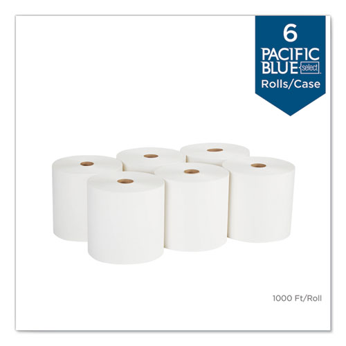 Pacific Blue Basic  Nonperf Paper Towels, 1-Ply, 7.78 x 1,000 ft, White, 6 Rolls/Carton