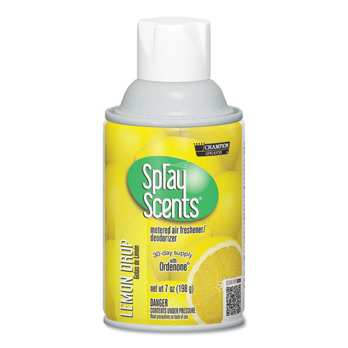 Image of Champion Sprayon SPRAYScents Metered Air Freshener Refill, Lemon, 7 oz Aerosol, Spray 12/Carton