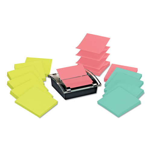 Post-it® Pop-up Notes Super Sticky Pop-up Dispenser Value Pack, For 3 x 3 Pads, Black/Clear, Includes (12) Marrakesh Rio de Janeiro Super Sticky Pop-up Pad