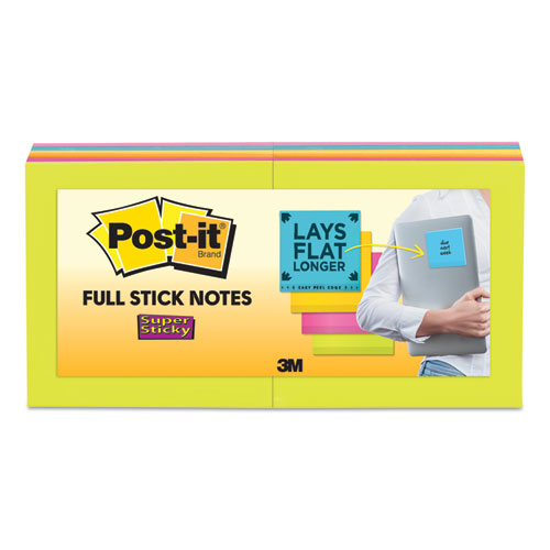 Full Stick Notes, 3 x 3, Assorted Rio de Janeiro Colors, 25 Sheets/Pad, 12/Pack