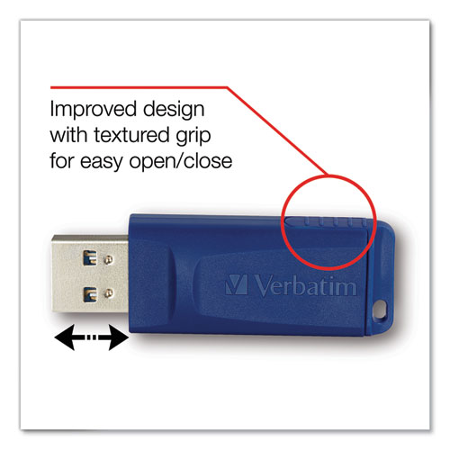 Classic USB 2.0 Flash Drive, 16 GB, Blue, 5/Pack