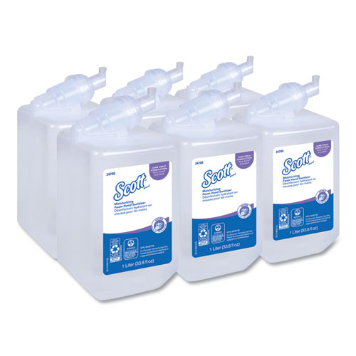 Super Moisturizing Foam Hand Sanitizer, 1,000 mL Refill, Unscented, 6/Carton