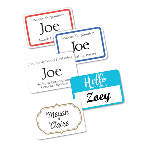 Avery® Flexible Adhesive Name Badge Labels, "Hello", 3 3/8 x 2 1/3, Assorted, 120/PK