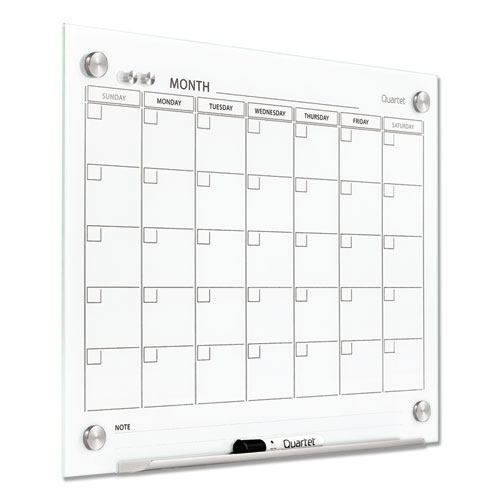 Infinity Magnetic Glass Calendar Board, One Month, 24 x 18, White Surface