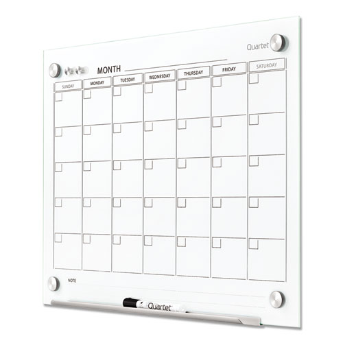 Infinity Magnetic Glass Calendar Board, One Month, 24 x 18, White Surface