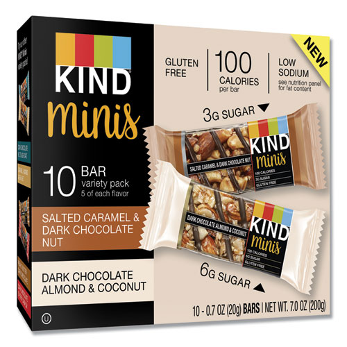 KIND Minis, Caramel Almond Nuts/Sea Salt, 0.7 oz, 10/Pack