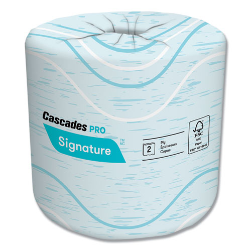 Cascades PRO Signature Bath Tissue, 2-Ply, 4 x 4, White, 400 Sheets/Roll, 48 Rolls/Carton