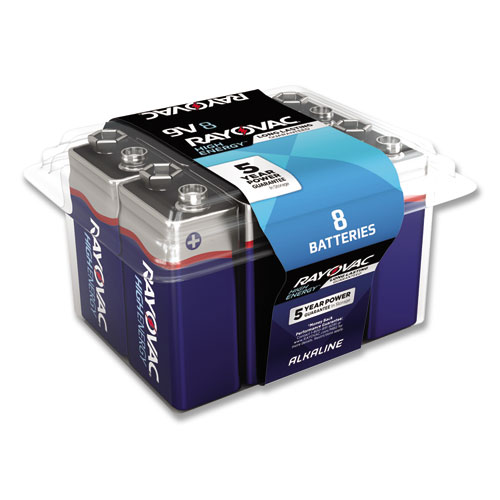 Image of High Energy Premium Alkaline 9V Batteries, 8/Pack