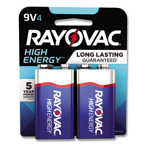 Image of High Energy Premium Alkaline 9V Batteries, 4/Pack