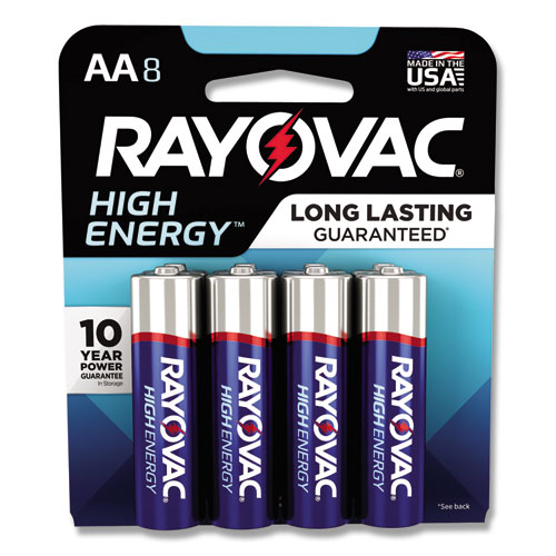 Image of High Energy Premium Alkaline AA Batteries, 8/Pack