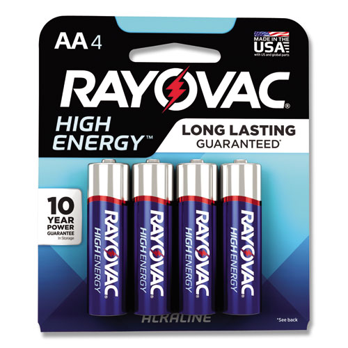 Image of High Energy Premium Alkaline AA Batteries, 4/Pack