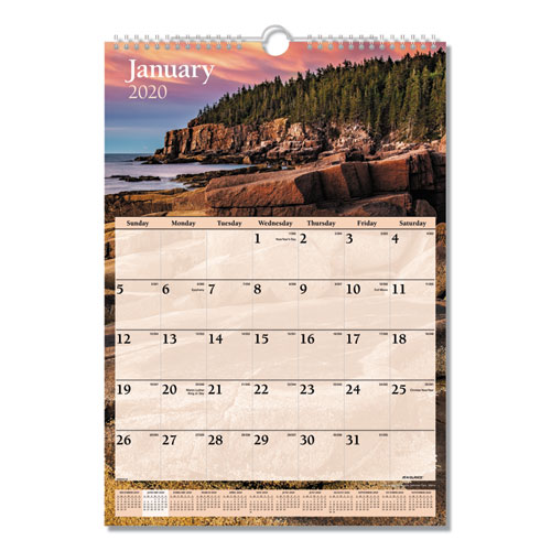 Scenic Monthly Wall Calendar, 12 x 17, 2020 | by Plexsupply