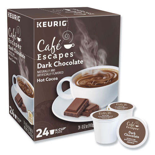 Image of Cafã© Escapes® Dark Chocolate Hot Cocoa K-Cups, 24/Box, 4 Box/Carton