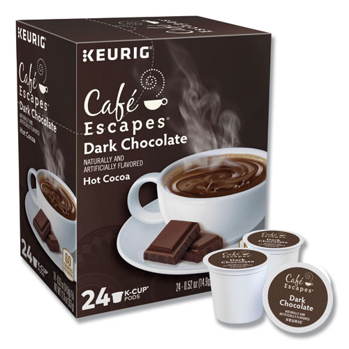 Image of Cafe Escapes Dark Chocolate Hot Cocoa K-Cups, 24/Box