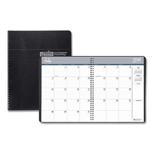 Academic Ruled Monthly Planner, 14-Mo. July-August, 11 x 8 1/2, Black, 2019-2020 | by Plexsupply