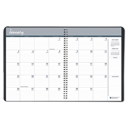 Recycled 24-Month Ruled Monthly Planner, 11 x 8.5, Black, 2022-2022