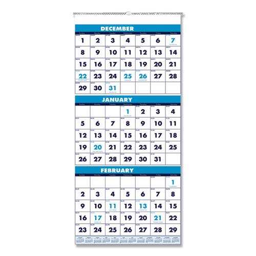House of Doolittle™ Recycled Three-Month Format Wall Calendar, Horizontal Orientation, 17 x 8, White Sheets, 14-Month (Dec to Jan): 2023 to 2025