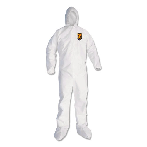 Kleenguard™ A30 Elastic Back And Cuff Hooded/Boots Coveralls, Large, White, 25/Carton