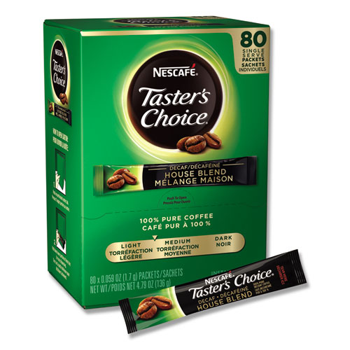 Nescafã©® Taster'S Choice Stick Pack, Decaf, 0.06Oz, 80/Box, 6 Boxes/Carton