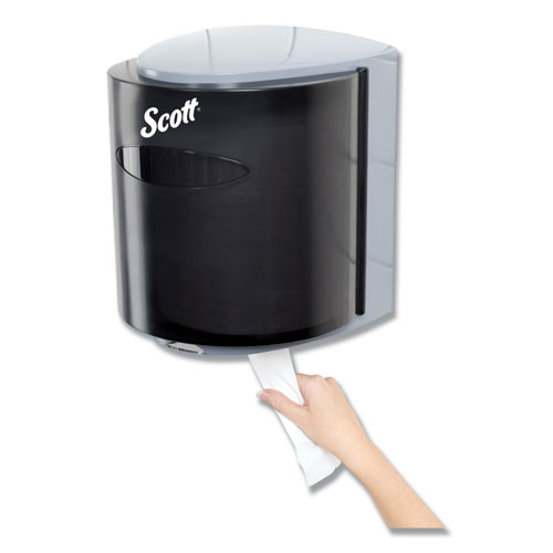 Image of Scott® Roll Center Pull Towel Dispenser, 10.3 X 9.3 X 11.9, Smoke/Gray