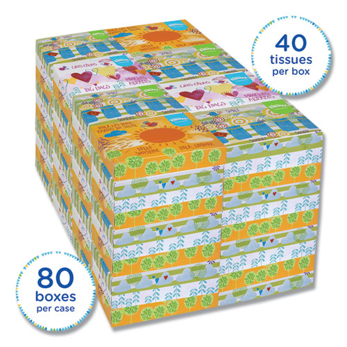 WHITE FACIAL TISSUE JUNIOR PACK, 2-PLY, 40 SHEETS/BOX, 80 BOXES/CARTON