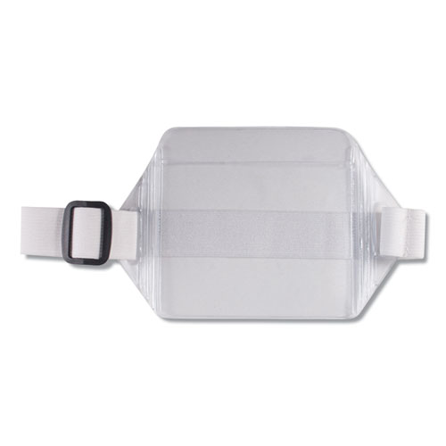 Arm Band Badge Holders, Horizontal, Transparent Frost 5.5" x 3.88" Holder, 3.5" x 3" Insert, 12/Pack