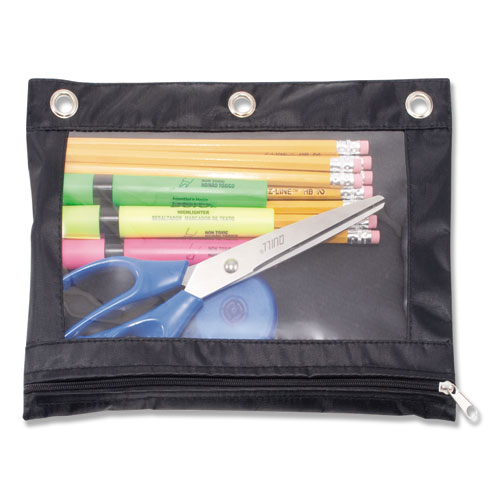 Image of Binder Pencil Pouch, 10 x 7.38, Black/Clear