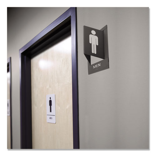 Image of Pop-Out ADA Sign, Men, Tactile Symbol/Braille, Plastic, 6 x 9, Gray/White