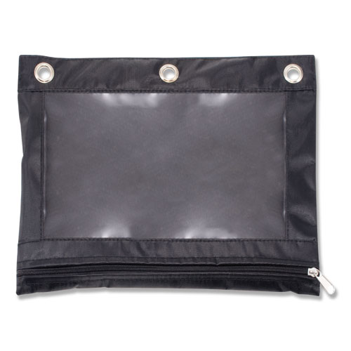 Image of Binder Pencil Pouch, 10 x 7.38, Black/Clear