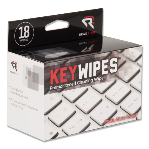 Read Right® KeyWipes Keyboard Wet Wipes, 6.88 x 5, Unscented, 18/Box