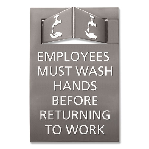 Image of Pop-Out ADA Sign, Wash Hands, Tactile Symbol, Plastic, 6 x 9, Gray/White