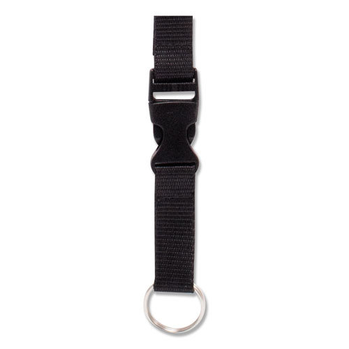 Deluxe Lanyards, Ring Style, 26"-48"" Long, Black, 12/pack