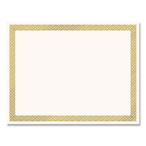 Foil Border Certificates, 8.5 x 11, Ivory/Gold, Braided, 12/Pack