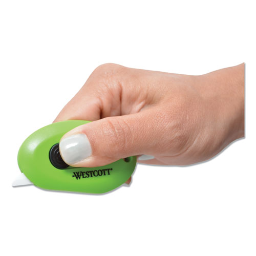 Image of Westcott® Compact Safety Ceramic Blade Box Cutter, Retractable Blade, 0.5" Blade, 2.5" Plastic Handle, Green