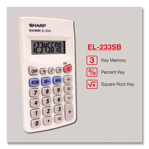 Image of Sharp® El233Sb Pocket Calculator, 8-Digit Lcd