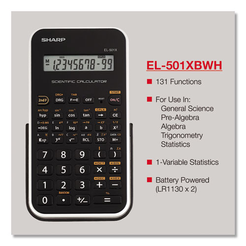 Image of Sharp® El-501Xbwh Scientific Calculator, 10-Digit Lcd