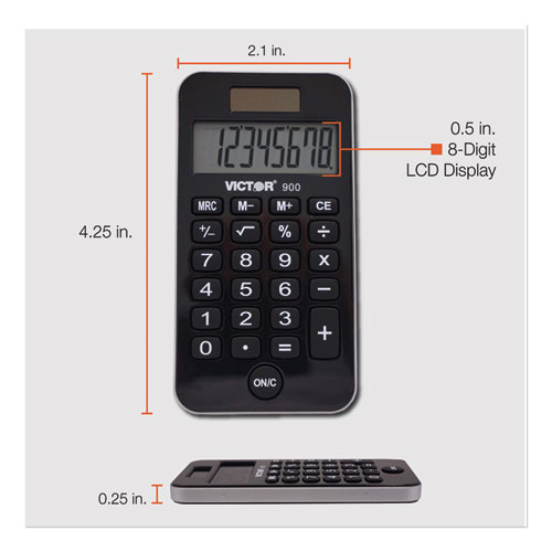 Image of Victor® 900 Antimicrobial Pocket Calculator, 8-Digit Lcd