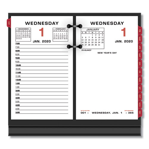 Two-Color Desk Calendar Refill, 3 1/2 x 6, 2020 | by Plexsupply