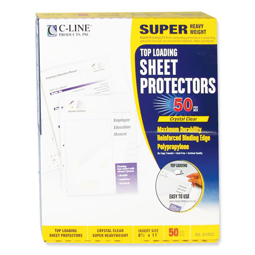Image of C-Line® Super Heavyweight Polypropylene Sheet Protectors, Clear, 2", 11 X 8.5, 50/Bx