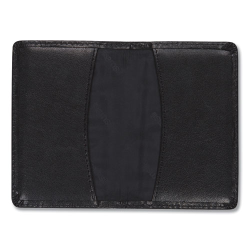 Regal Leather Business Card Wallet, 25 Card Capacity, 2 x 3 1/2 Cards, Black
