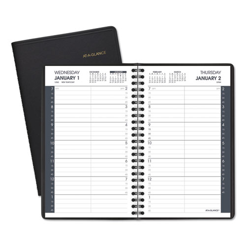 Daily Appointment Book with 15-Minute Appointments, 8.5 x 5.5, Black, 2021