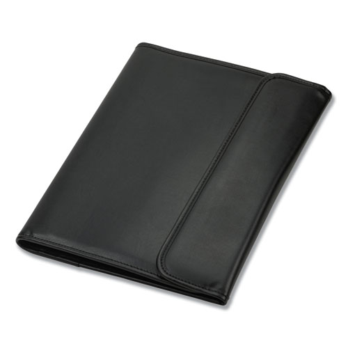 Image of Professional Tri-Fold Padfolio w/Calculator, Writing Pad, Vinyl, Black