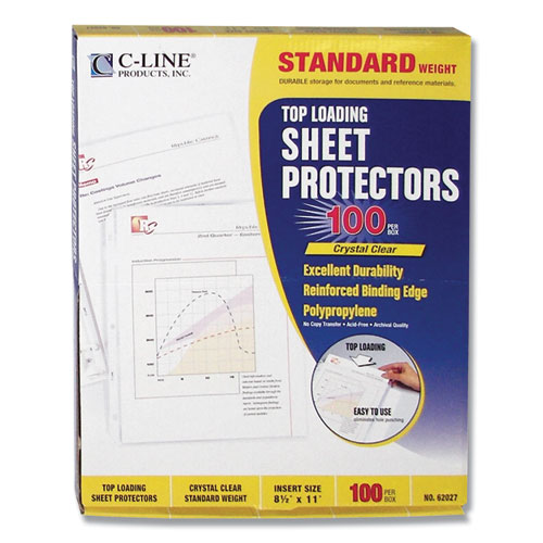 Image of Standard Weight Polypropylene Sheet Protectors, Clear, 2", 11 x 8.5, 100/Box