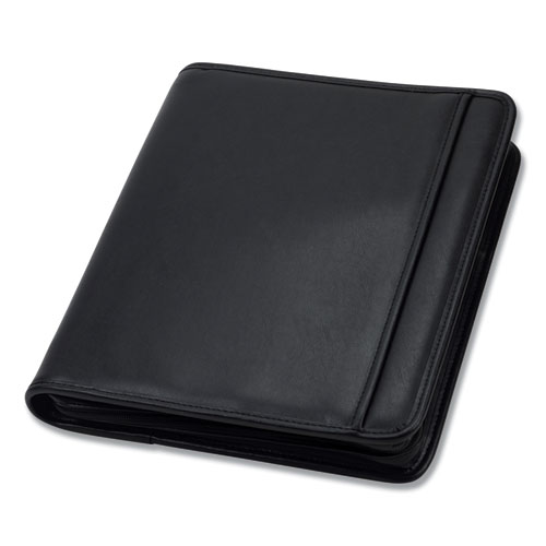 Image of Samsill® Professional Zippered Pad Holder/Ring Binder, Pockets, Writing Pad, Vinyl Black