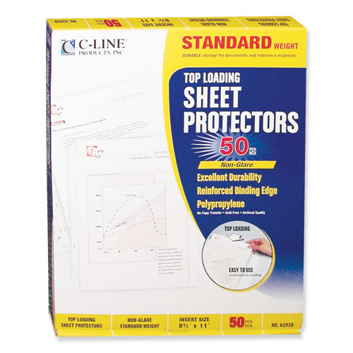 Standard Weight Polypropylene Sheet Protectors, Non-Glare, 2", 11 x 8 1/2, 50/BX