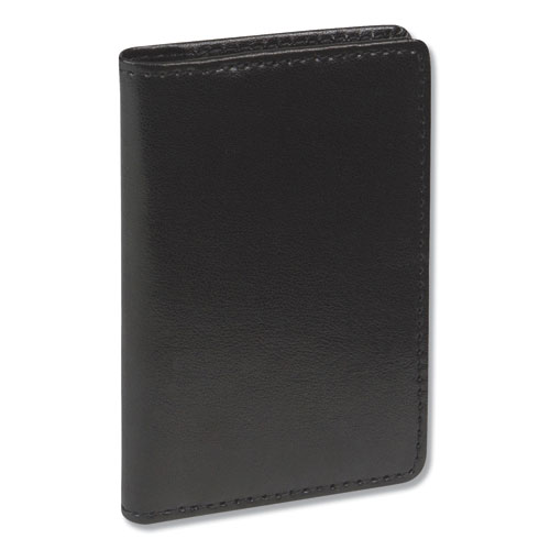 Regal Leather Business Card Wallet, 25 Card Capacity, 2 x 3 1/2 Cards, Black