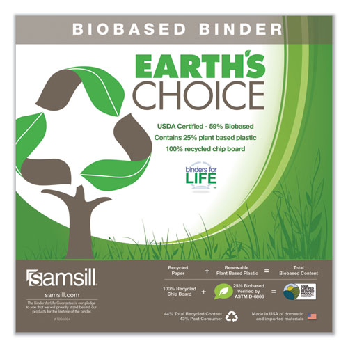 Earth's Choice Plant-Based Economy Round Ring View Binders, 3 Rings, 2" Capacity, 11 x 8.5, Lime