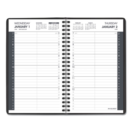 Daily Appointment Book with 15-Minute Appointments, 8.5 x 5.5, Black, 2021