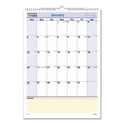 QuickNotes Wall Calendar, 12 x 17, 2020 | by Plexsupply