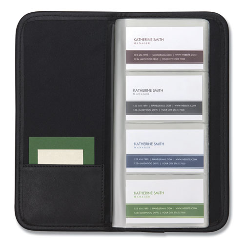 Image of Samsill® Professional Vinyl Business Card File, Holds 160 2 X 3.5 Cards, 4.75 X 10.25, Black